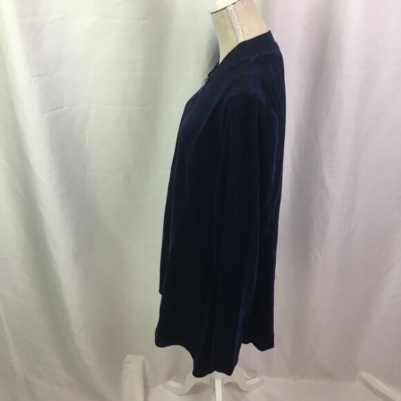 Denim & Co Velour Fit & Flare Jacket Navy XS - Picture 6 of 14